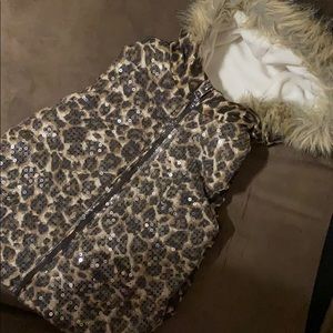 Little girl cheetah puffer vest